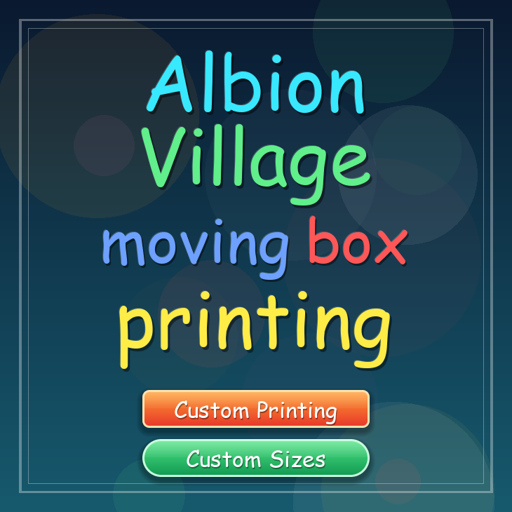 Albion Village moving box printing