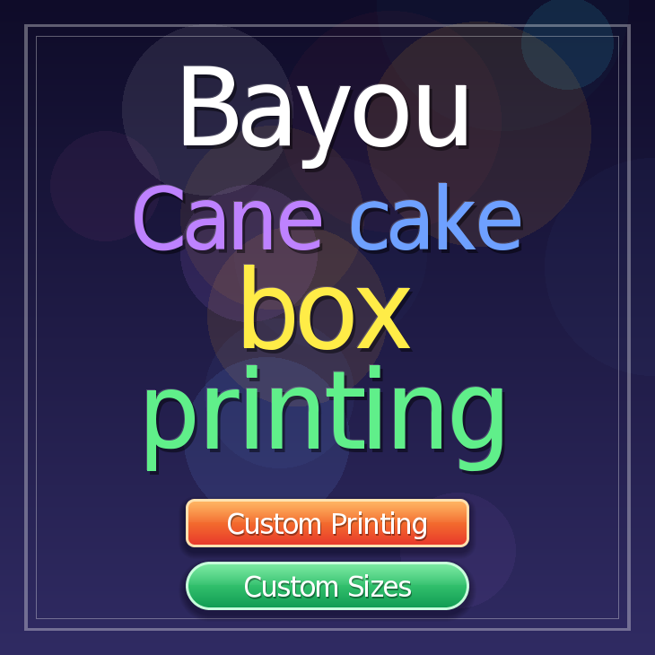 Bayou Cane cake box printing