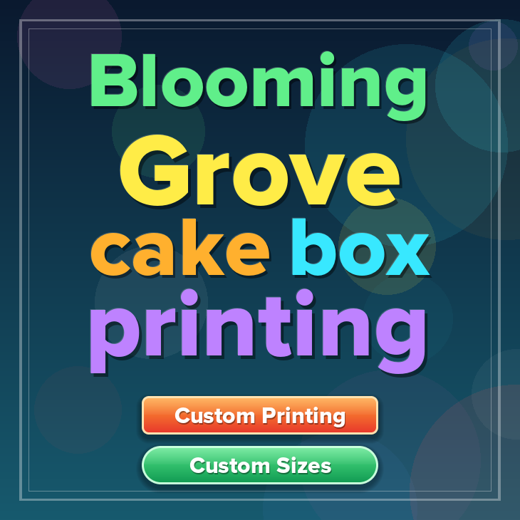 Blooming Grove cake box printing
