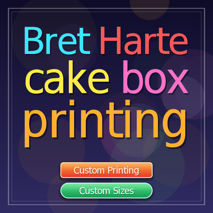 Bret Harte cake box printing