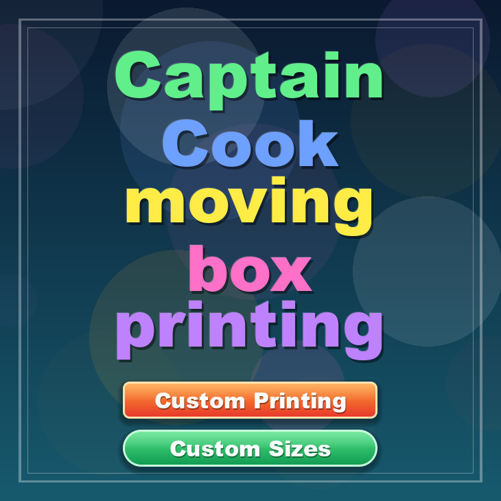 Captain Cook moving box printing
