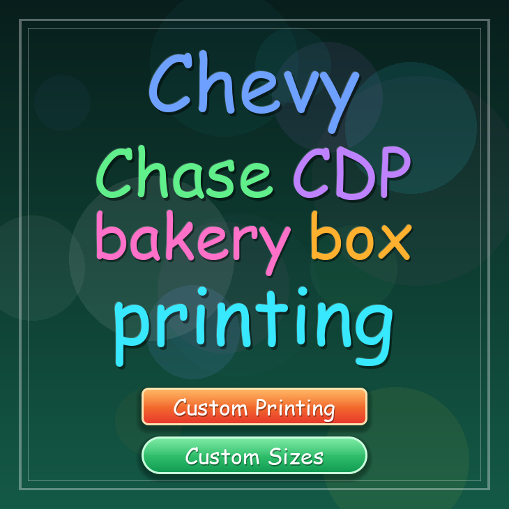 Chevy Chase Cdp bakery box printing