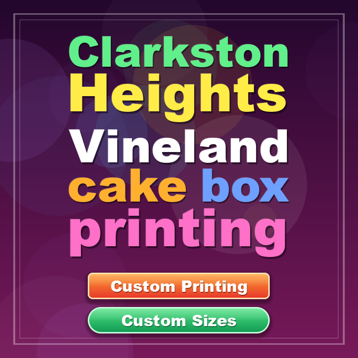 Clarkston Heights Vineland cake box printing
