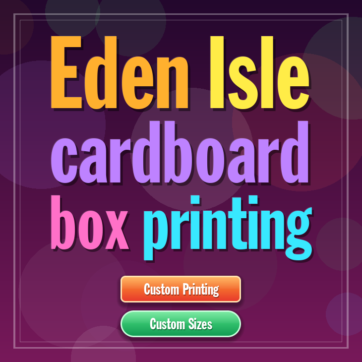Eden Isle cardboard box printing