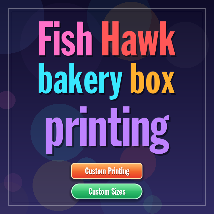 Fish Hawk bakery box printing