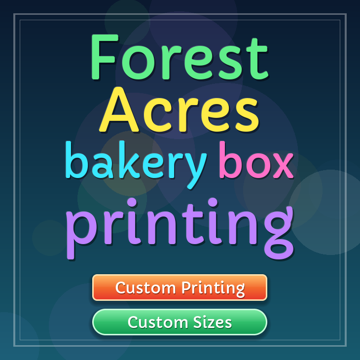Forest Acres bakery box printing