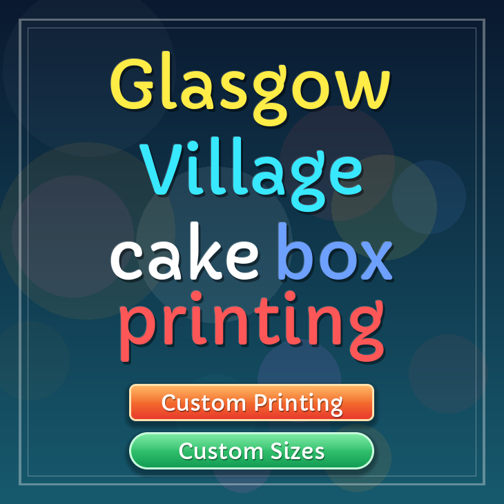 Glasgow Village cake box printing