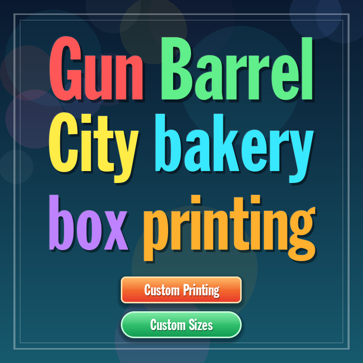 Gun Barrel City bakery box printing