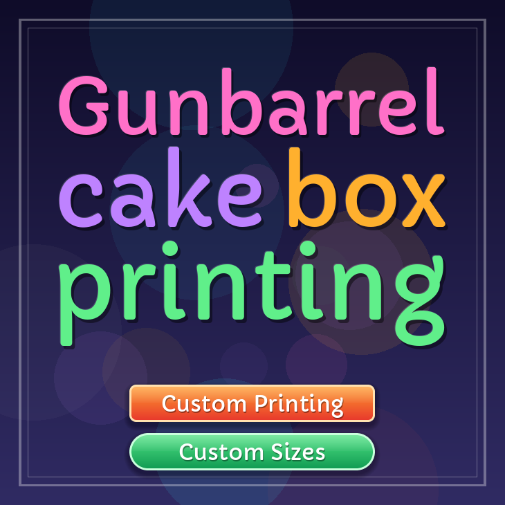 Gunbarrel cake box printing