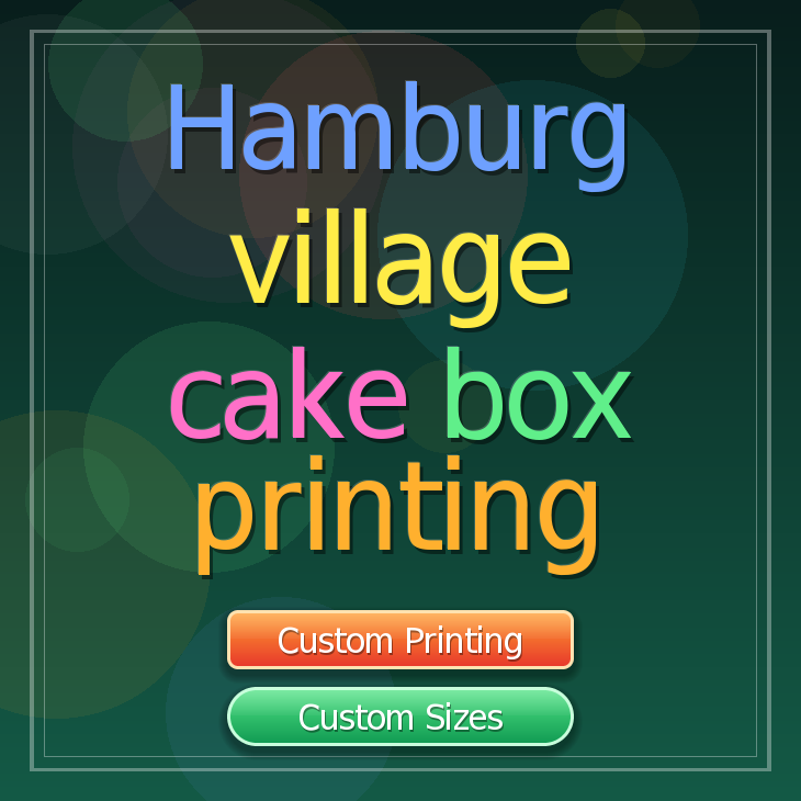 Hamburg Village cake box printing