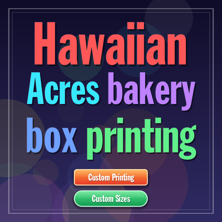 Hawaiian Acres bakery box printing