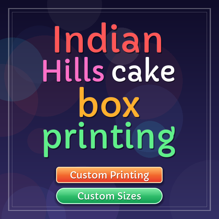 Indian Hills cake box printing
