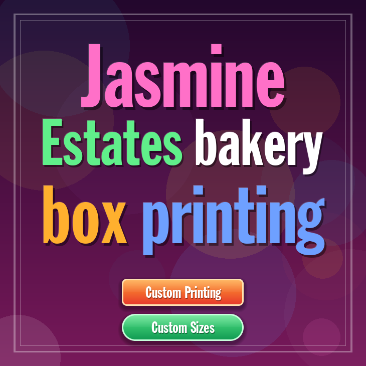 Jasmine Estates bakery box printing