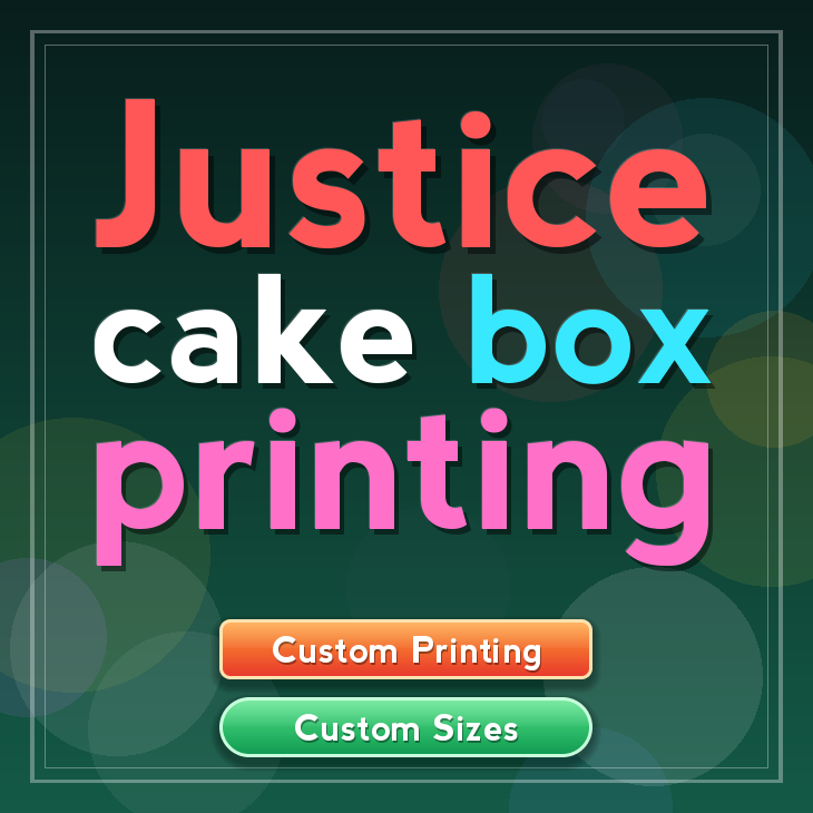 Justice cake box printing