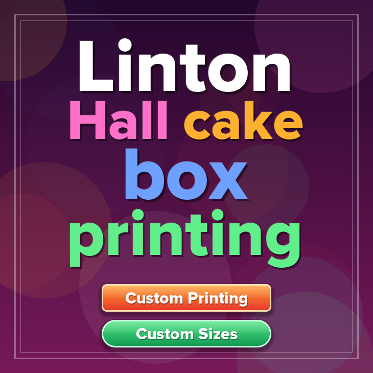 Linton Hall cake box printing