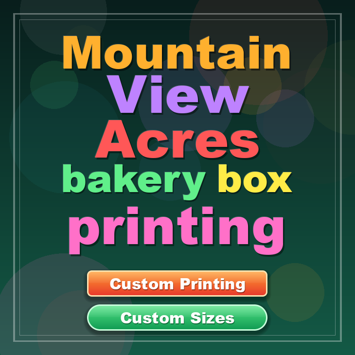 Mountain View Acres bakery box printing