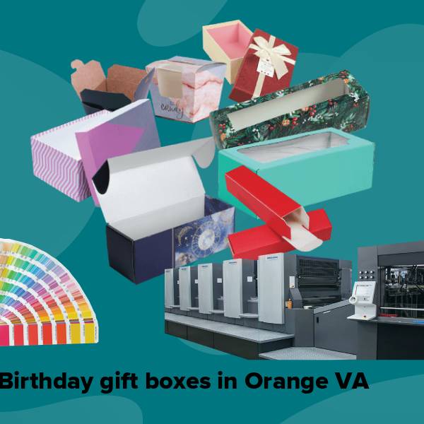 Birthday gift boxes in orange va