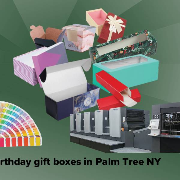 Birthday gift boxes in palm tree ny