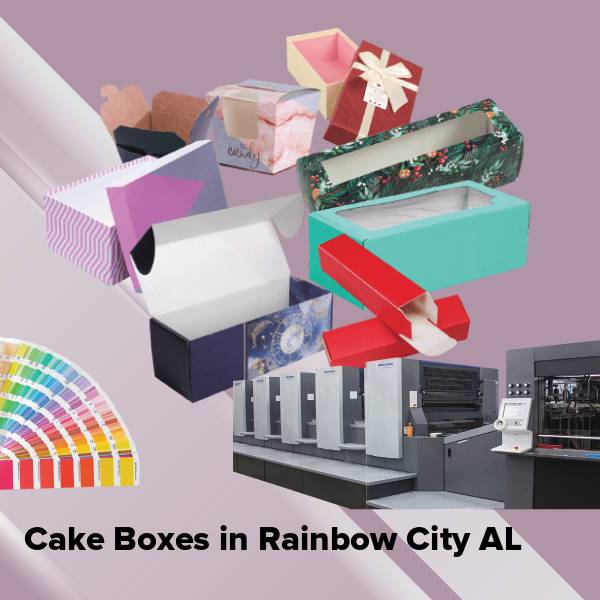 Cake boxes in rainbow city al