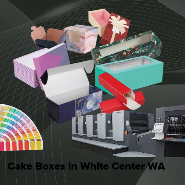 Cake boxes in white center wa