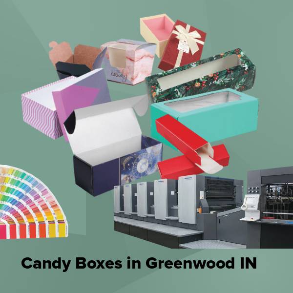 Candy boxes in greenwood in