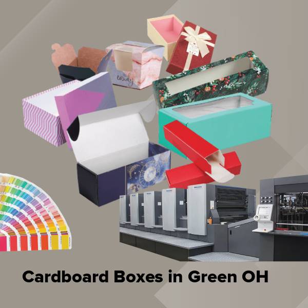 Cardboard boxes in green oh