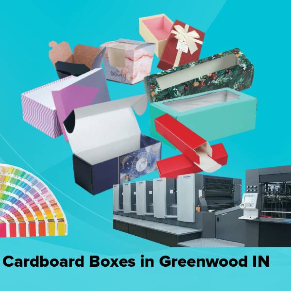 Cardboard boxes in greenwood in