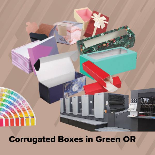 Corrugated boxes in green or