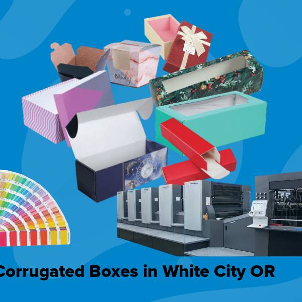 Corrugated boxes in white city or