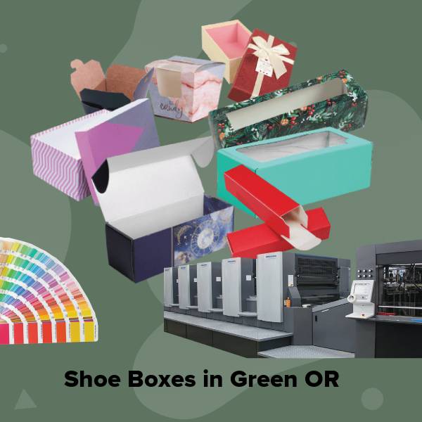 Shoe boxes in green or