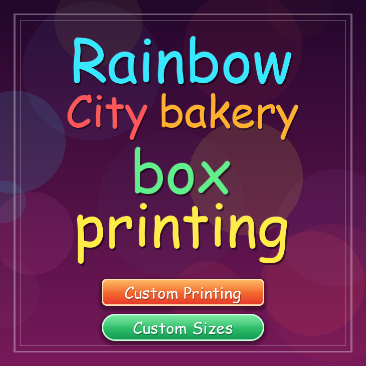 Rainbow City bakery box printing