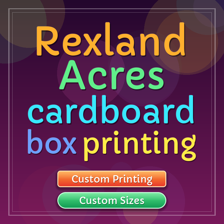 Rexland Acres cardboard box printing
