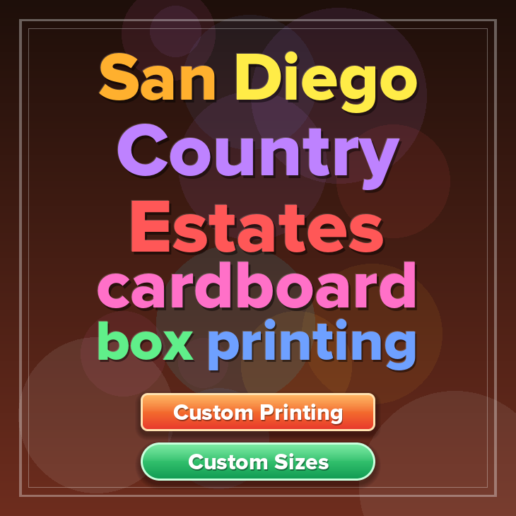 San Diego Country Estates cardboard box printing