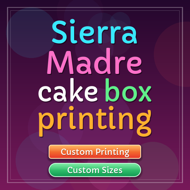 Sierra Madre cake box printing