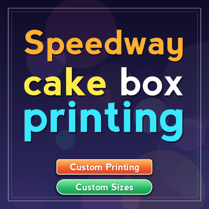 Speedway cake box printing