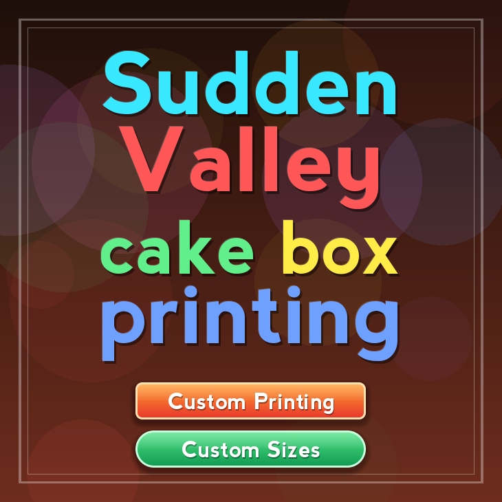 Sudden Valley cake box printing