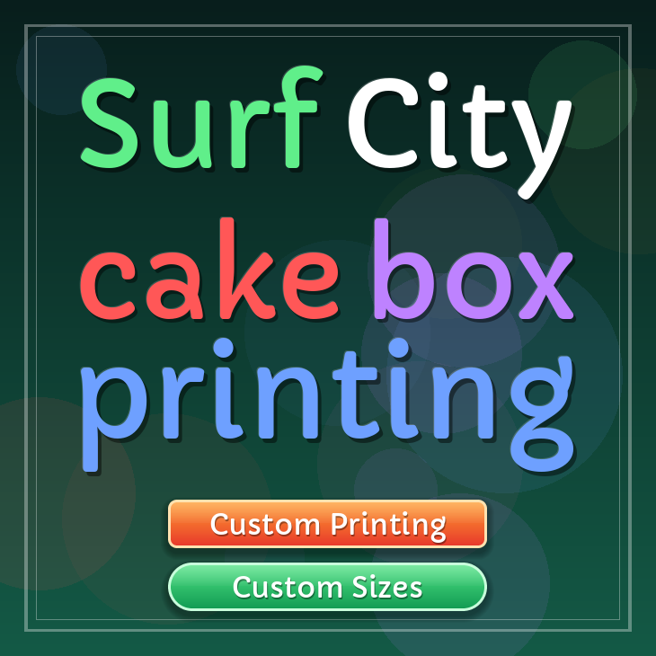 Surf City cake box printing