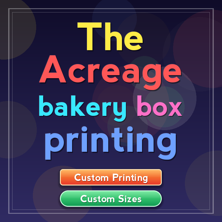 The Acreage bakery box printing