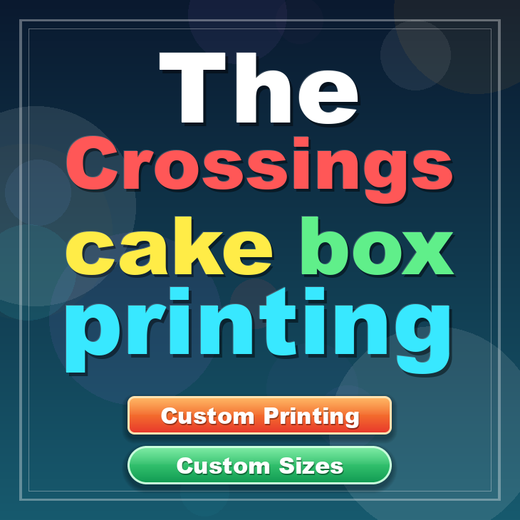 The Crossings cake box printing