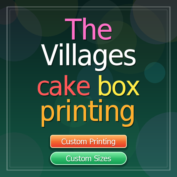 The Villages cake box printing