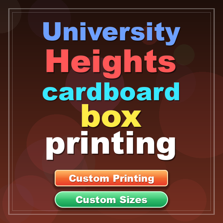 University Heights cardboard box printing