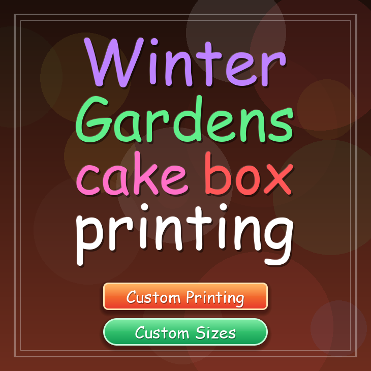 Winter Gardens cake box printing